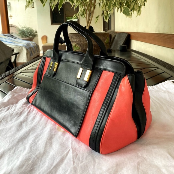 CHLOÈ Pink Leather Colorblock Alice Satchel Bag - Picture 3 of 8